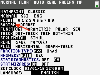 Radian mode